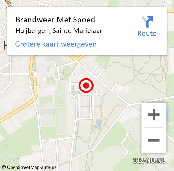 Locatie op kaart van de 112 melding: Brandweer Met Spoed Naar Huijbergen, Sainte Marielaan op 4 september 2015 22:08