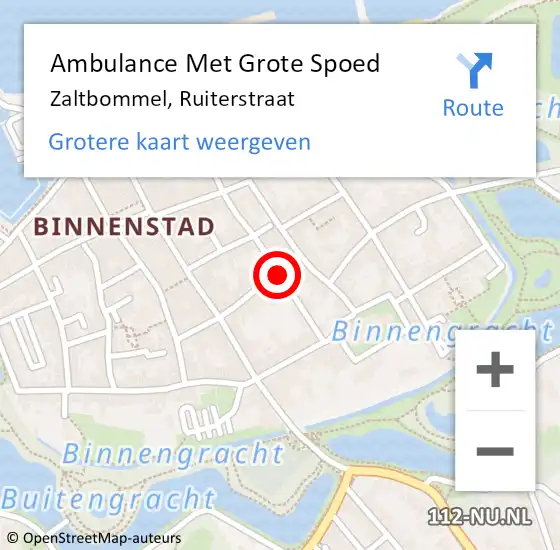 Locatie op kaart van de 112 melding: Ambulance Met Grote Spoed Naar Zaltbommel, Ruiterstraat op 4 september 2015 22:12