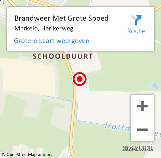 Locatie op kaart van de 112 melding: Brandweer Met Grote Spoed Naar Markelo, Herikerweg op 13 september 2013 11:02