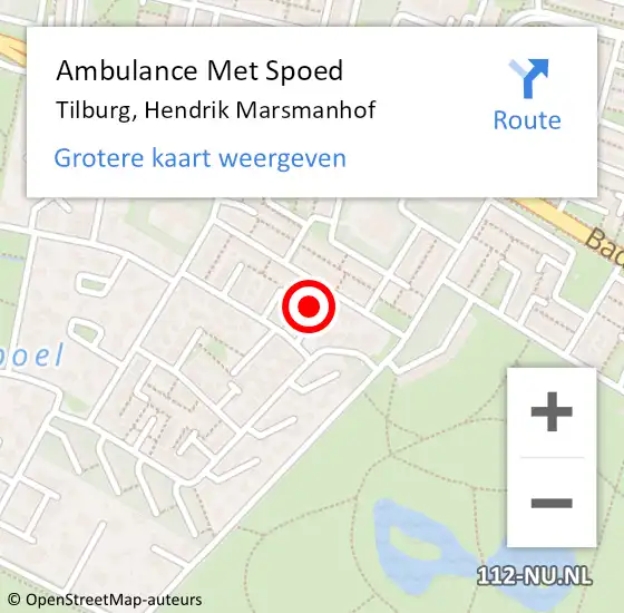 Locatie op kaart van de 112 melding: Ambulance Met Spoed Naar Tilburg, Hendrik Marsmanhof op 4 september 2015 23:02