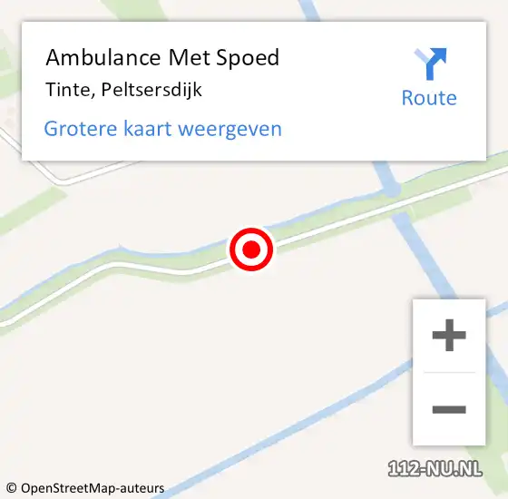 Locatie op kaart van de 112 melding: Ambulance Met Spoed Naar Tinte, Peltsersdijk op 4 september 2015 23:47