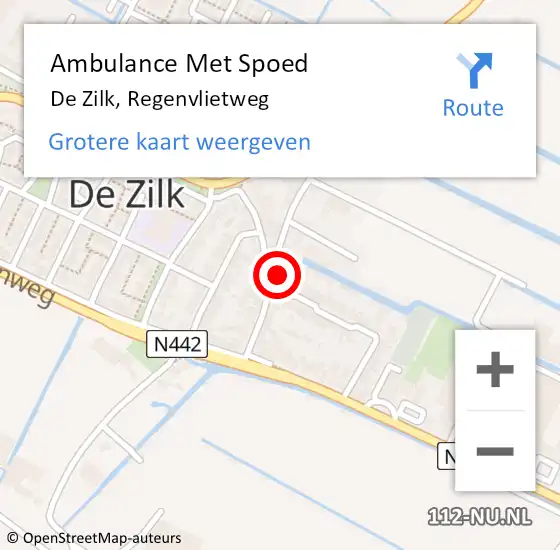 Locatie op kaart van de 112 melding: Ambulance Met Spoed Naar De Zilk, Regenvlietweg op 5 september 2015 00:03