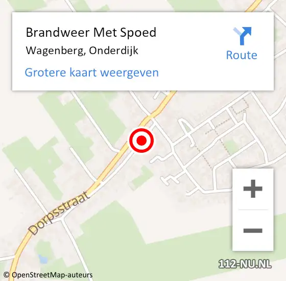 Locatie op kaart van de 112 melding: Brandweer Met Spoed Naar Wagenberg, Onderdijk op 5 september 2015 00:05