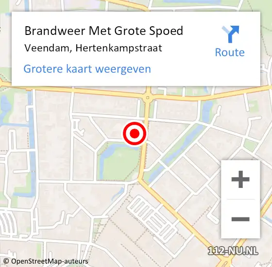 Locatie op kaart van de 112 melding: Brandweer Met Grote Spoed Naar Veendam, Hertenkampstraat op 5 september 2015 00:55