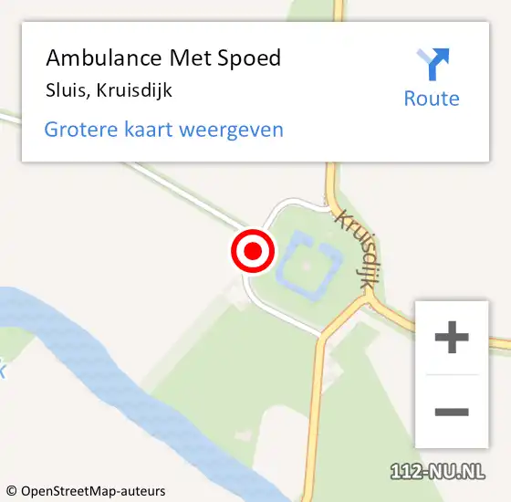 Locatie op kaart van de 112 melding: Ambulance Met Spoed Naar Sluis, Kruisdijk op 5 september 2015 02:13