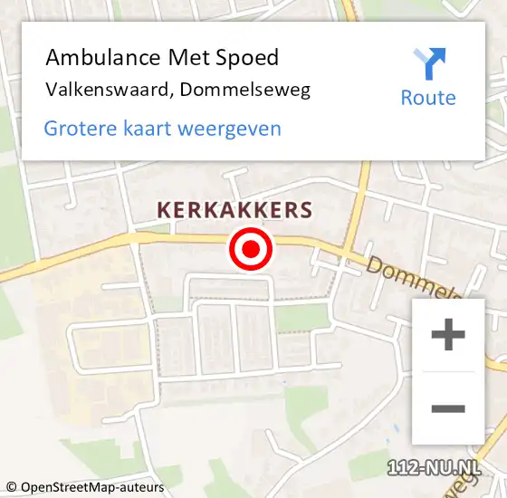 Locatie op kaart van de 112 melding: Ambulance Met Spoed Naar Valkenswaard, Dommelseweg op 5 september 2015 03:10