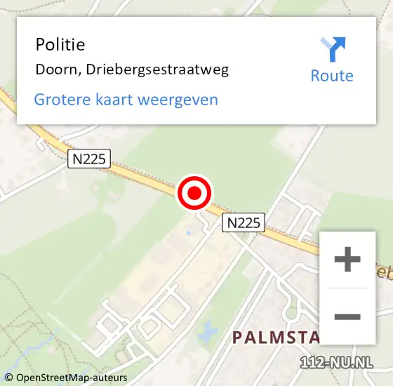 Locatie op kaart van de 112 melding: Politie Doorn, Driebergsestraatweg op 19 november 2013 15:04