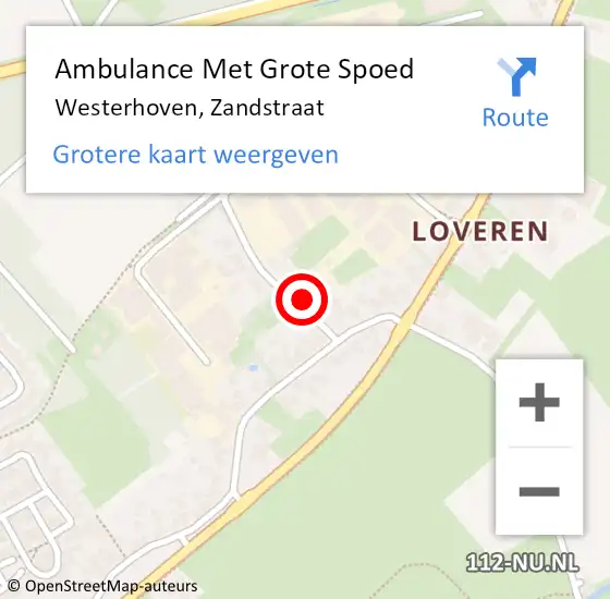 Locatie op kaart van de 112 melding: Ambulance Met Grote Spoed Naar Westerhoven, Zandstraat op 5 september 2015 07:29