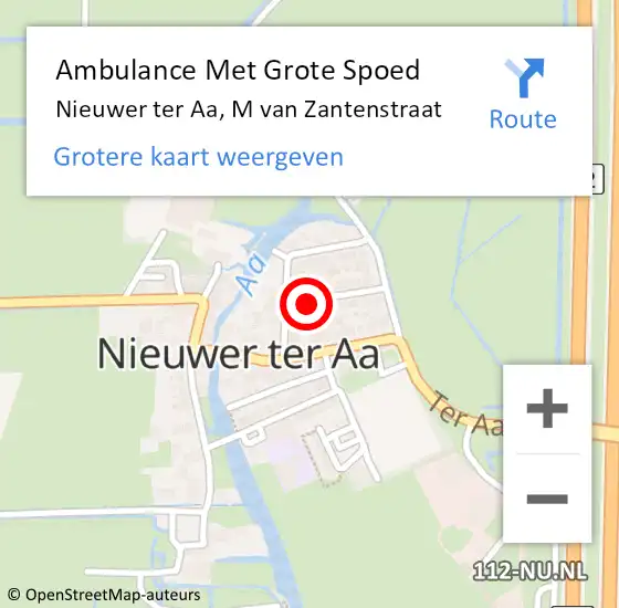 Locatie op kaart van de 112 melding: Ambulance Met Grote Spoed Naar Nieuwer ter Aa, M van Zantenstraat op 5 september 2015 08:04