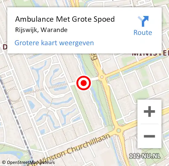 Locatie op kaart van de 112 melding: Ambulance Met Grote Spoed Naar Rijswijk, Warande op 5 september 2015 09:14