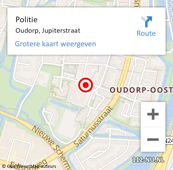 Locatie op kaart van de 112 melding: Politie Oudorp, Jupiterstraat op 5 september 2015 10:40