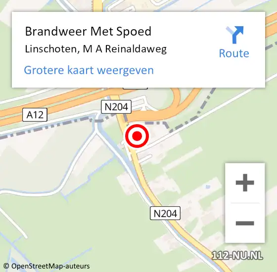 Locatie op kaart van de 112 melding: Brandweer Met Spoed Naar Linschoten, M A Reinaldaweg op 5 september 2015 10:44