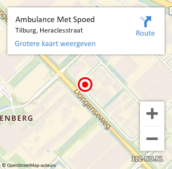 Locatie op kaart van de 112 melding: Ambulance Met Spoed Naar Tilburg, Heraclesstraat op 5 september 2015 10:59