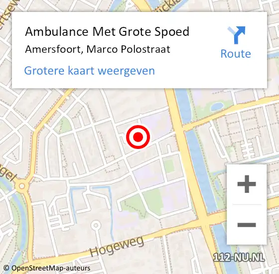 Locatie op kaart van de 112 melding: Ambulance Met Grote Spoed Naar Amersfoort, Marco Polostraat op 5 september 2015 11:14