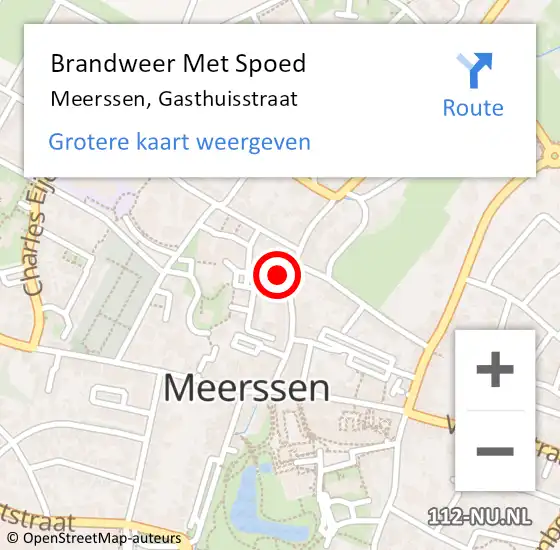 Locatie op kaart van de 112 melding: Brandweer Met Spoed Naar Meerssen, Gasthuisstraat op 5 september 2015 11:18