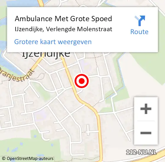 Locatie op kaart van de 112 melding: Ambulance Met Grote Spoed Naar IJzendijke, Verlengde Molenstraat op 5 september 2015 11:59