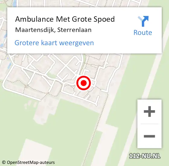 Locatie op kaart van de 112 melding: Ambulance Met Grote Spoed Naar Maartensdijk, Sterrenlaan op 5 september 2015 12:19