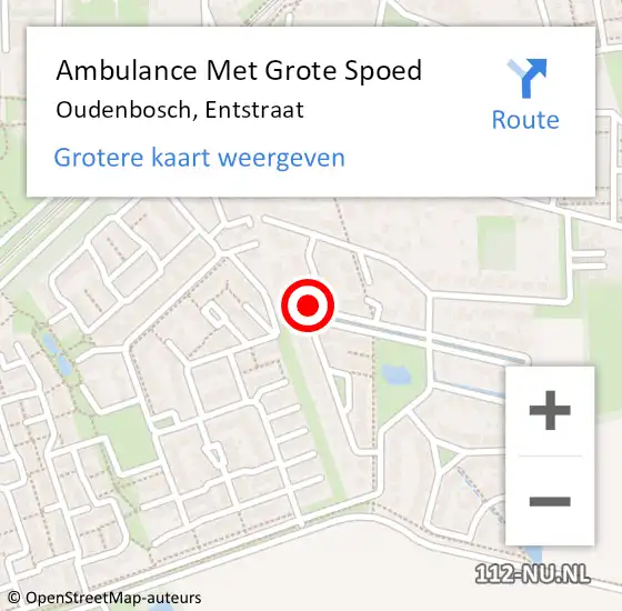 Locatie op kaart van de 112 melding: Ambulance Met Grote Spoed Naar Oudenbosch, Entstraat op 5 september 2015 13:51