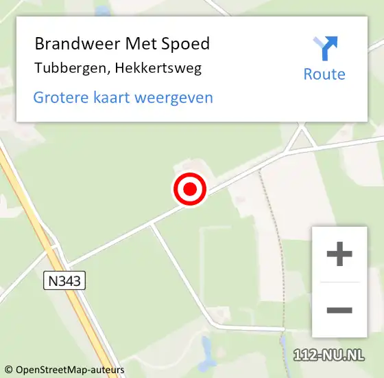 Locatie op kaart van de 112 melding: Brandweer Met Spoed Naar Tubbergen, Hekkertsweg op 5 september 2015 14:46