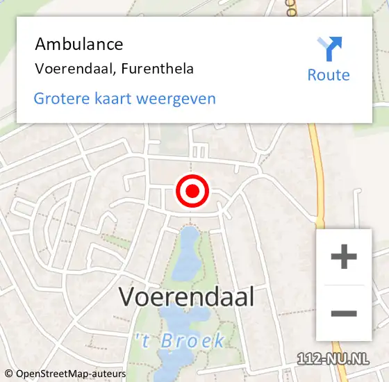 Locatie op kaart van de 112 melding: Ambulance Voerendaal, Furenthela op 19 november 2013 15:38