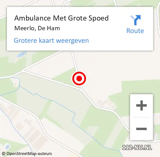 Locatie op kaart van de 112 melding: Ambulance Met Grote Spoed Naar Meerlo, De Ham op 5 september 2015 15:02