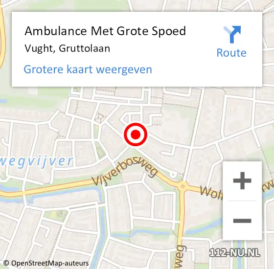 Locatie op kaart van de 112 melding: Ambulance Met Grote Spoed Naar Vught, Gruttolaan op 5 september 2015 15:08