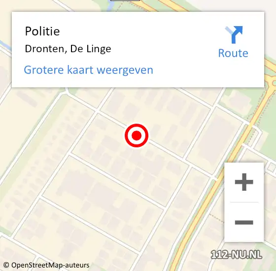 Locatie op kaart van de 112 melding: Politie Dronten, De Linge op 5 september 2015 15:52