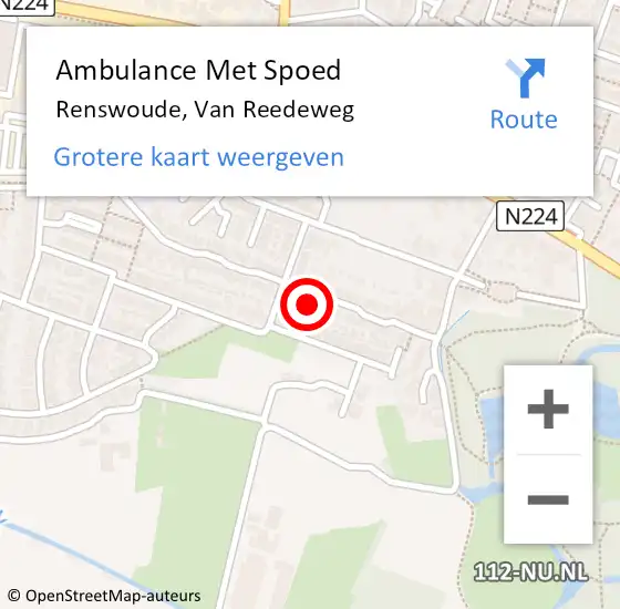 Locatie op kaart van de 112 melding: Ambulance Met Spoed Naar Renswoude, Van Reedeweg op 5 september 2015 15:59