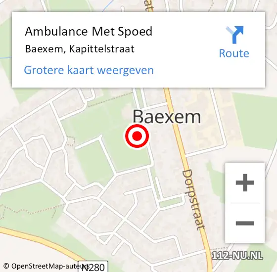 Locatie op kaart van de 112 melding: Ambulance Met Spoed Naar Baexem, Kapittelstraat op 5 september 2015 16:21