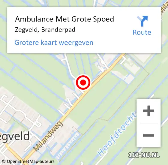 Locatie op kaart van de 112 melding: Ambulance Met Grote Spoed Naar Zegveld, Branderpad op 5 september 2015 16:22