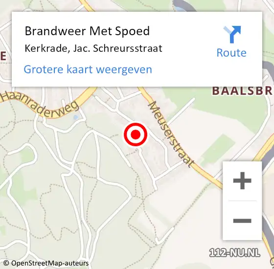 Locatie op kaart van de 112 melding: Brandweer Met Spoed Naar Kerkrade, Jac. Schreursstraat op 5 september 2015 16:49