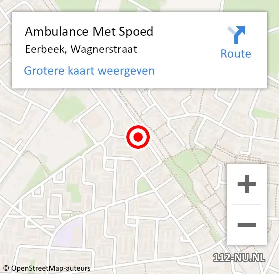 Locatie op kaart van de 112 melding: Ambulance Met Spoed Naar Eerbeek, Wagnerstraat op 5 september 2015 17:32