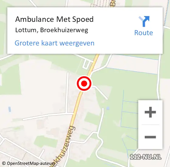 Locatie op kaart van de 112 melding: Ambulance Met Spoed Naar Lottum, Broekhuizerweg op 5 september 2015 17:52