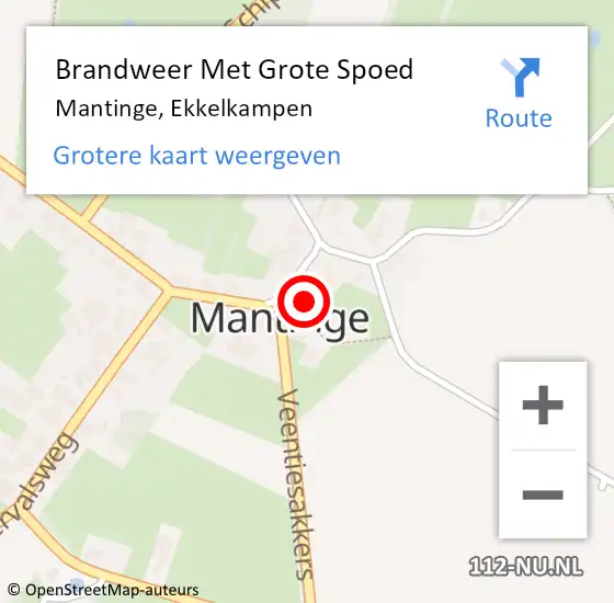 Locatie op kaart van de 112 melding: Brandweer Met Grote Spoed Naar Mantinge, Ekkelkampen op 5 september 2015 17:53