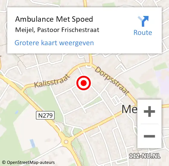 Locatie op kaart van de 112 melding: Ambulance Met Spoed Naar Meijel, Pastoor Frischestraat op 5 september 2015 19:31