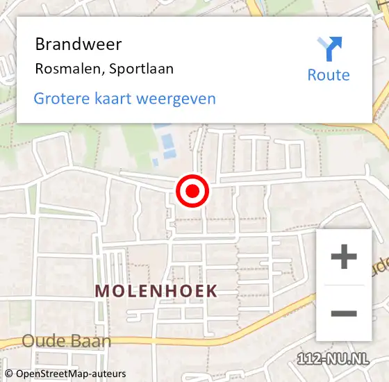 Locatie op kaart van de 112 melding: Brandweer Rosmalen, Sportlaan op 5 september 2015 20:19