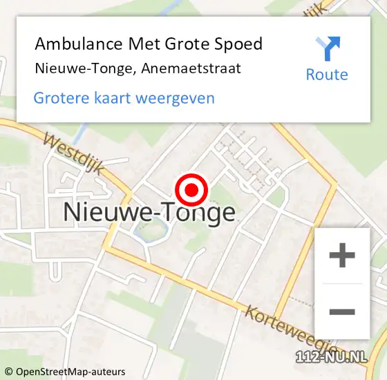 Locatie op kaart van de 112 melding: Ambulance Met Grote Spoed Naar Nieuwe-Tonge, Anemaetstraat op 5 september 2015 20:39