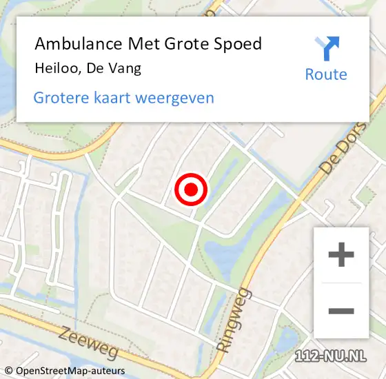 Locatie op kaart van de 112 melding: Ambulance Met Grote Spoed Naar Heiloo, De Vang op 5 september 2015 21:15