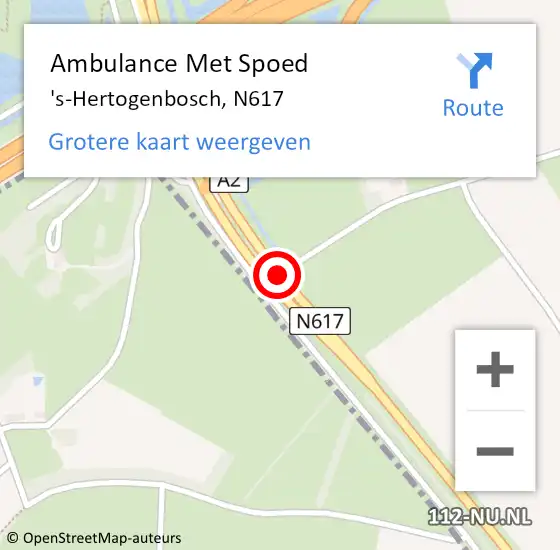 Locatie op kaart van de 112 melding: Ambulance Met Spoed Naar 's-Hertogenbosch, N617 op 5 september 2015 21:58