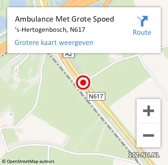 Locatie op kaart van de 112 melding: Ambulance Met Grote Spoed Naar 's-Hertogenbosch, N617 op 5 september 2015 22:01