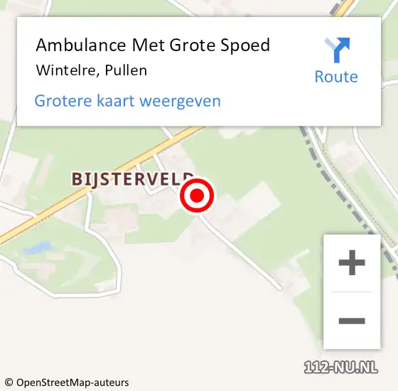 Locatie op kaart van de 112 melding: Ambulance Met Grote Spoed Naar Wintelre, Pullen op 5 september 2015 22:09
