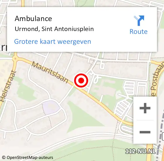 Locatie op kaart van de 112 melding: Ambulance Urmond, Sint Antoniusplein op 19 november 2013 16:08