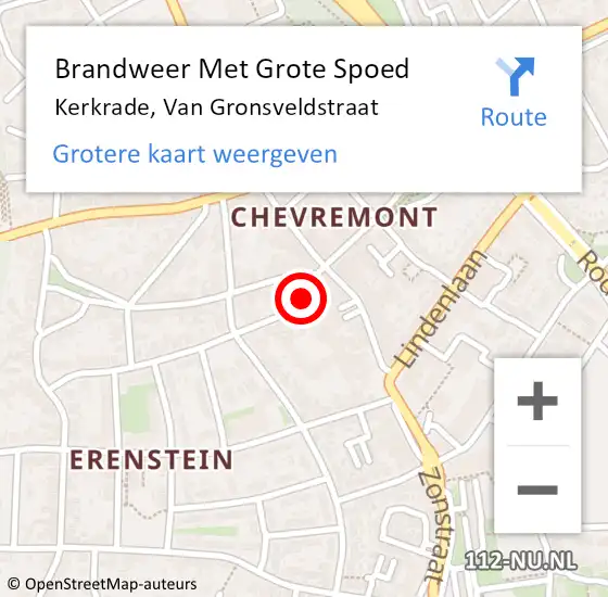 Locatie op kaart van de 112 melding: Brandweer Met Grote Spoed Naar Kerkrade, Van Gronsveldstraat op 5 september 2015 22:34