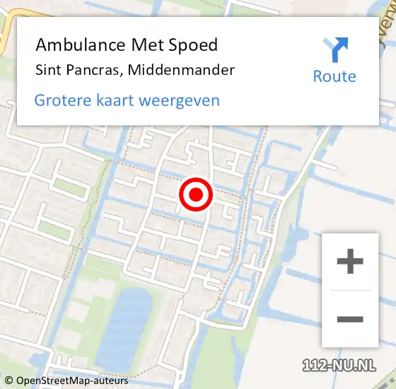 Locatie op kaart van de 112 melding: Ambulance Met Spoed Naar Sint Pancras, Middenmander op 6 september 2015 01:07