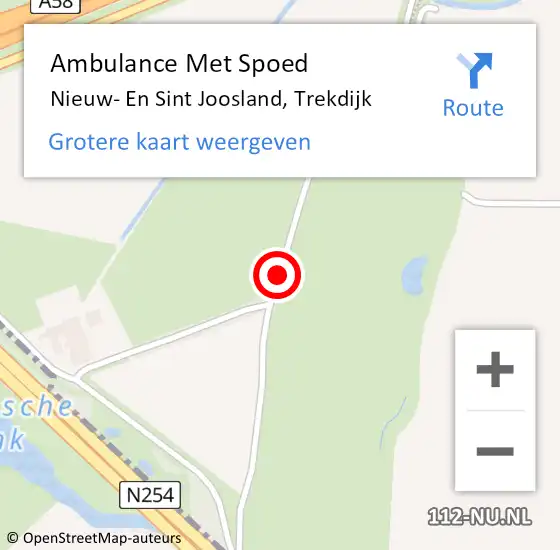 Locatie op kaart van de 112 melding: Ambulance Met Spoed Naar Nieuw- En Sint Joosland, Trekdijk op 6 september 2015 01:16