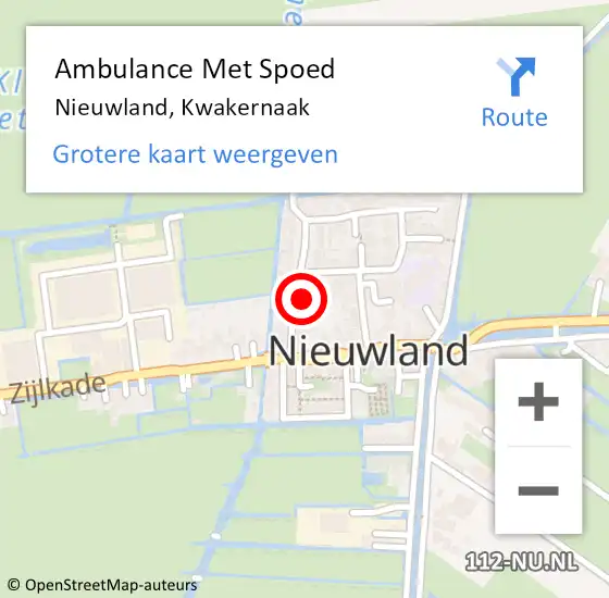 Locatie op kaart van de 112 melding: Ambulance Met Spoed Naar Nieuwland, Kwakernaak op 6 september 2015 03:13