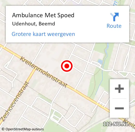 Locatie op kaart van de 112 melding: Ambulance Met Spoed Naar Udenhout, Beemd op 6 september 2015 04:00