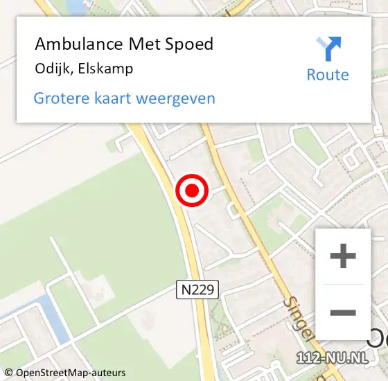 Locatie op kaart van de 112 melding: Ambulance Met Spoed Naar Odijk, Elskamp op 6 september 2015 06:48