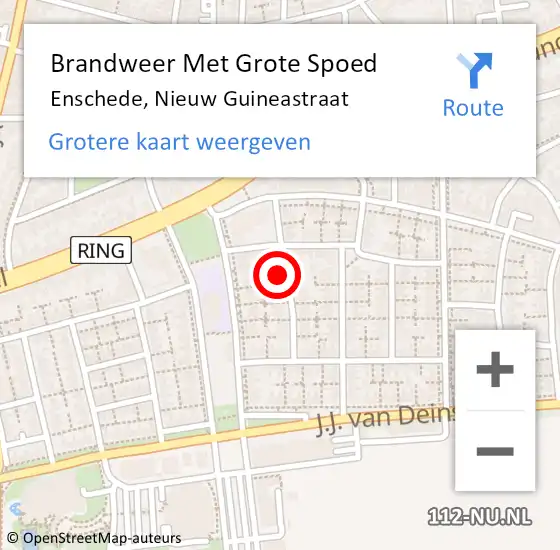 Locatie op kaart van de 112 melding: Brandweer Met Grote Spoed Naar Enschede, Nieuw Guineastraat op 6 september 2015 07:54