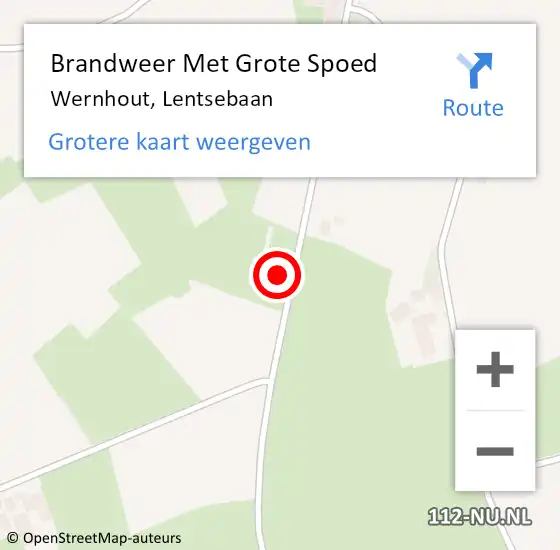 Locatie op kaart van de 112 melding: Brandweer Met Grote Spoed Naar Wernhout, Lentsebaan op 6 september 2015 08:26